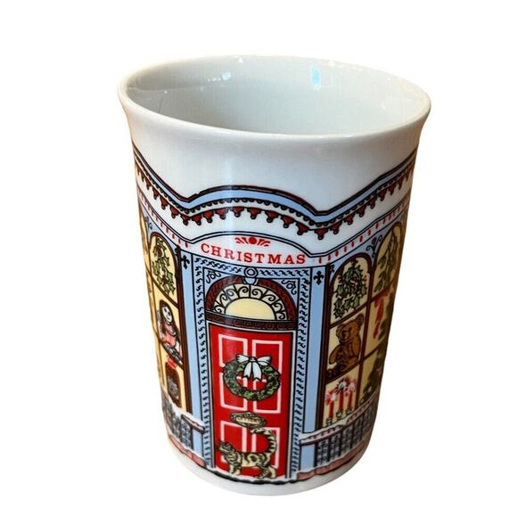 Vtg 2 DUNOON MUGS SUE SCULLARD CHRISTMAS TREE FIREPLACE CATS DOORS - Picture 7 of 10